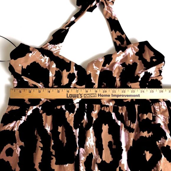NWT Diane Von Furstenberg Halter Wide Leg Jumpsuit Brown Leopard Womens Plus 2X - Picture 3 of 9